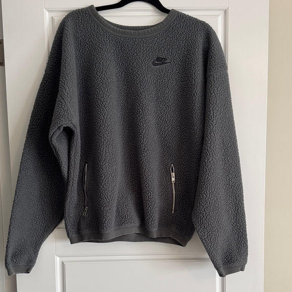 Nike Sweaters - Nike Charcoal Gray Sherpa Crewneck Sweatshirt